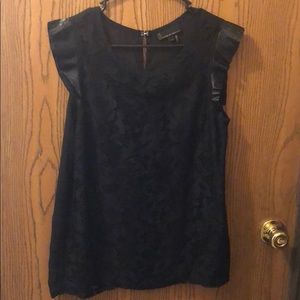 Lace & Faux Leather Top